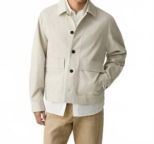 NEW THEORY single-breasted button-up jacket in winter ivory